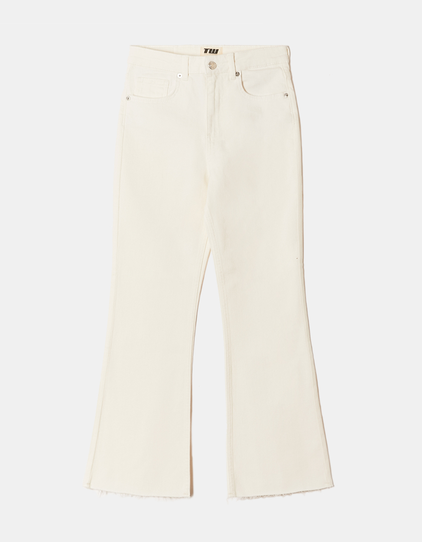 TALLY WEiJL, Jeans Cropped Flare Beige for Women