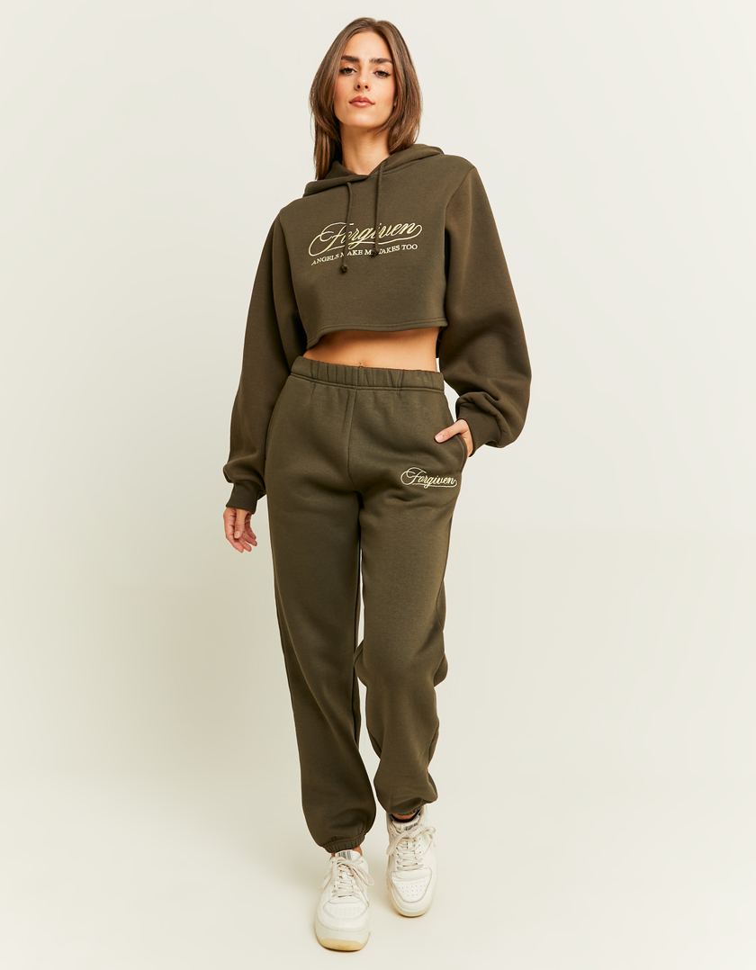 TALLY WEiJL, Khaki Basic Joggers with Embroidery for Women