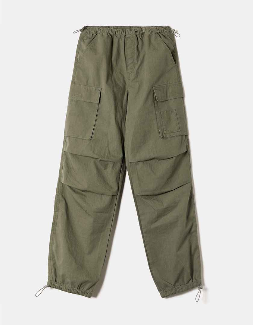 TALLY WEiJL, Green High Waist Cargo Parachute Trousers for Women