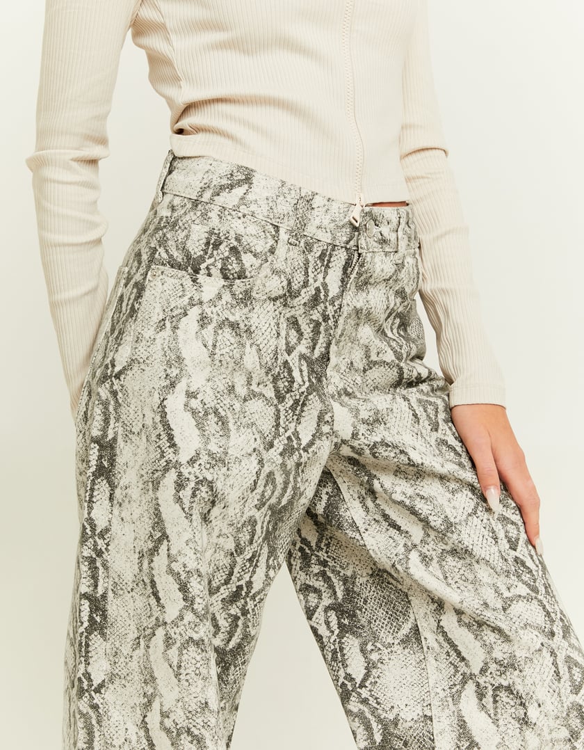 TALLY WEiJL, Snake Print Wide Leg Jeans for Women