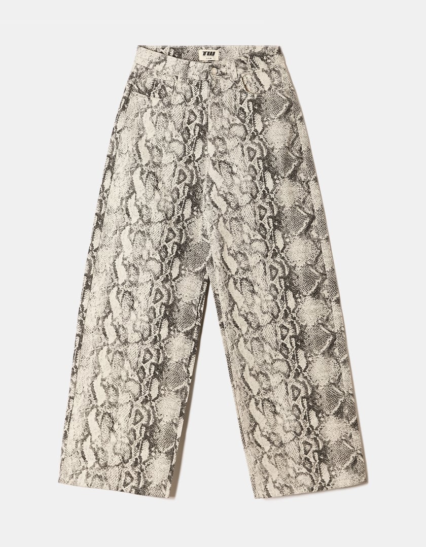 TALLY WEiJL, Snake Print Wide Leg Jeans for Women