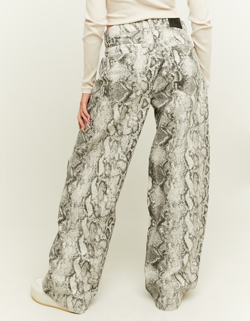 TALLY WEiJL, Snake Print Wide Leg Jeans for Women