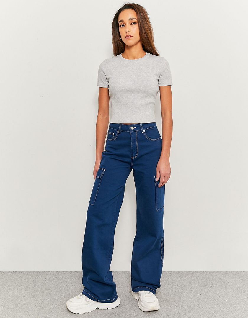 TALLY WEiJL, Blue High Waist Cargo Trousers for Women