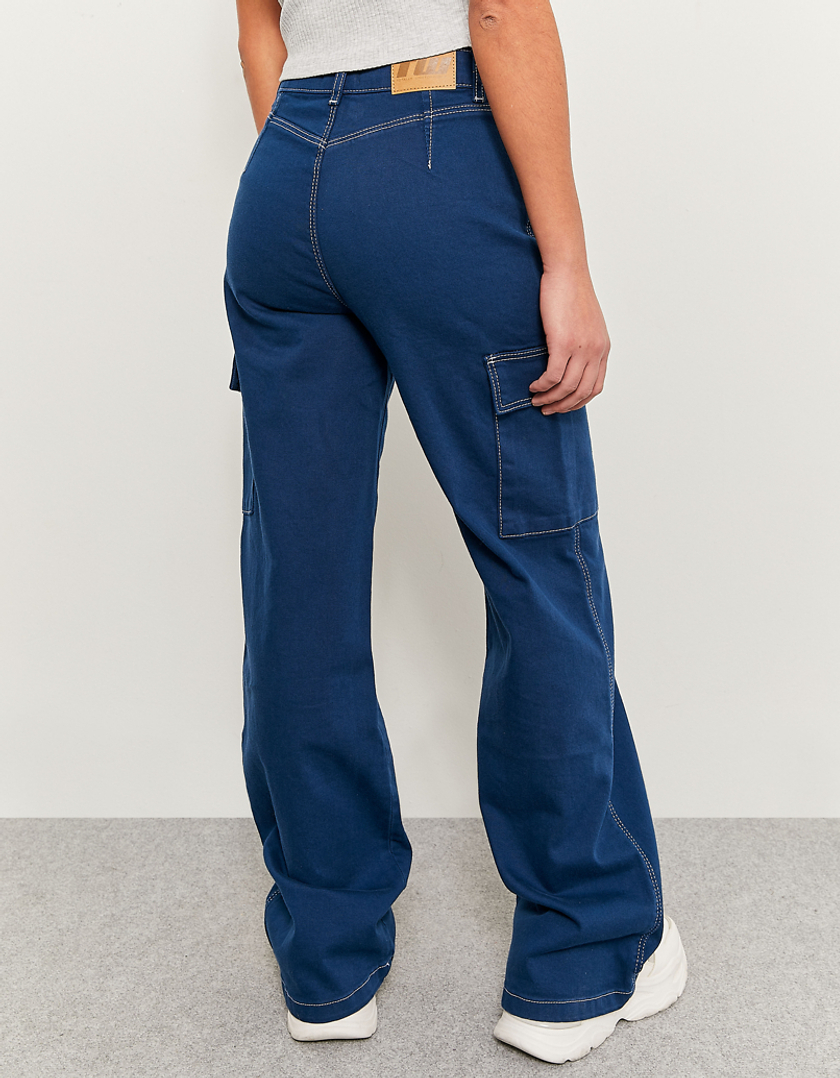 TALLY WEiJL, Blue High Waist Cargo Trousers for Women