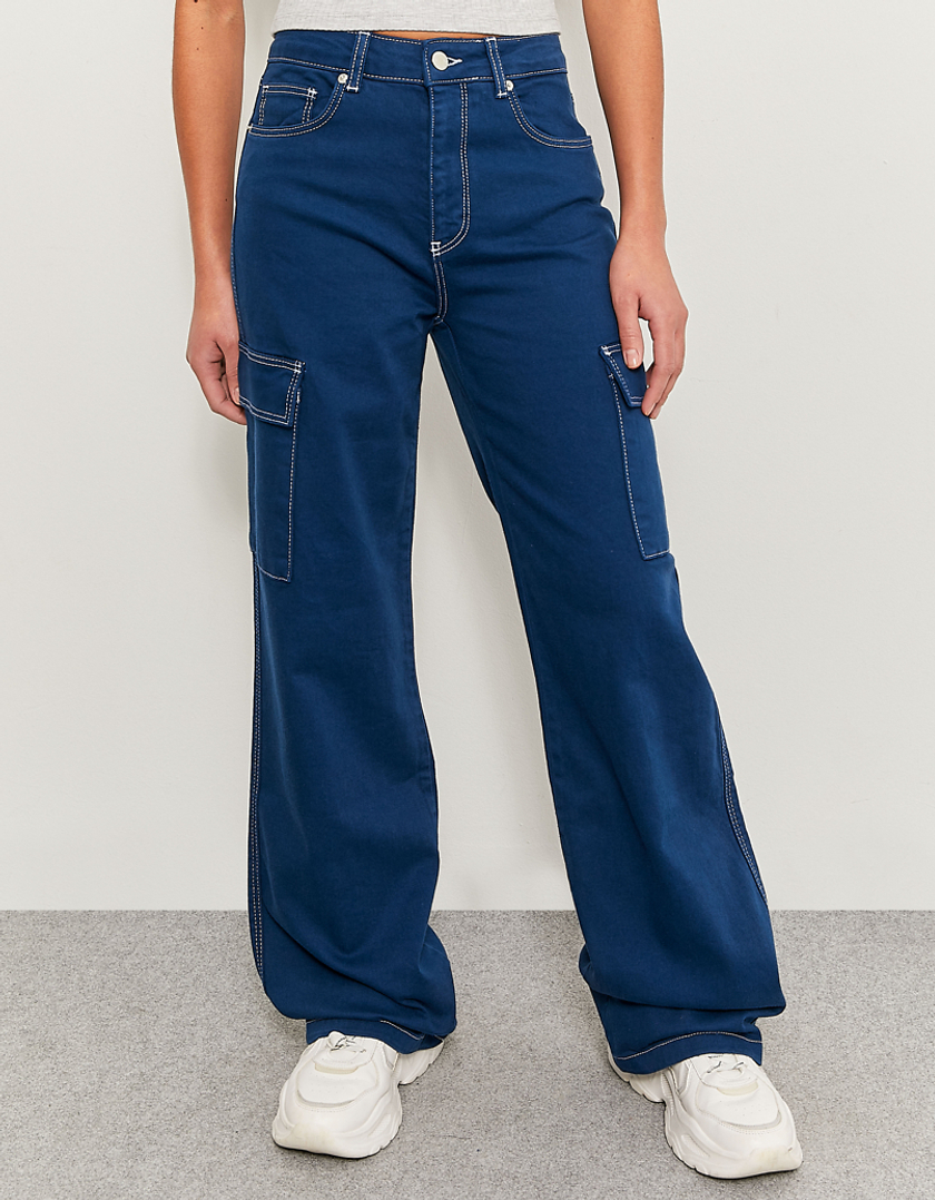 TALLY WEiJL, Blue High Waist Cargo Trousers for Women