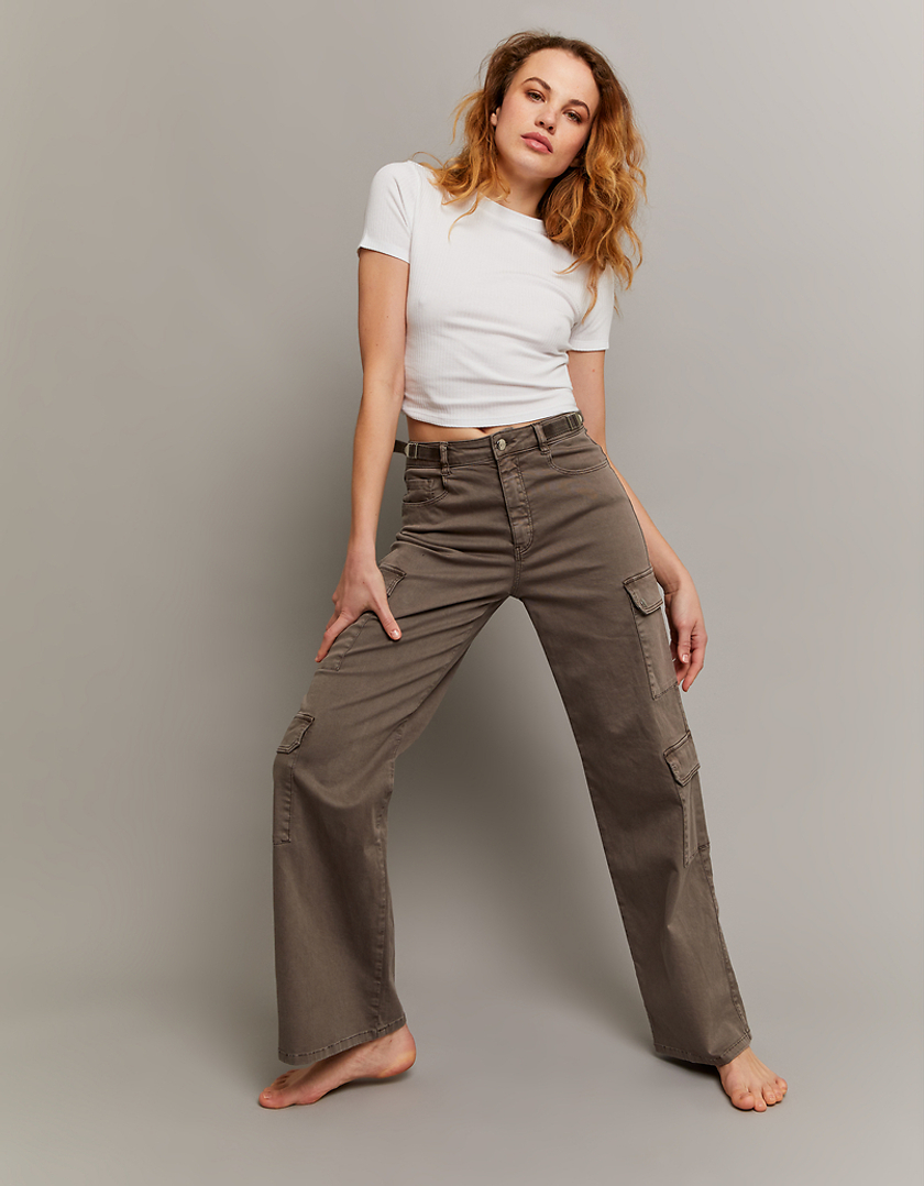 TALLY WEiJL, Brown High Waist Wide Leg Trousers for Women