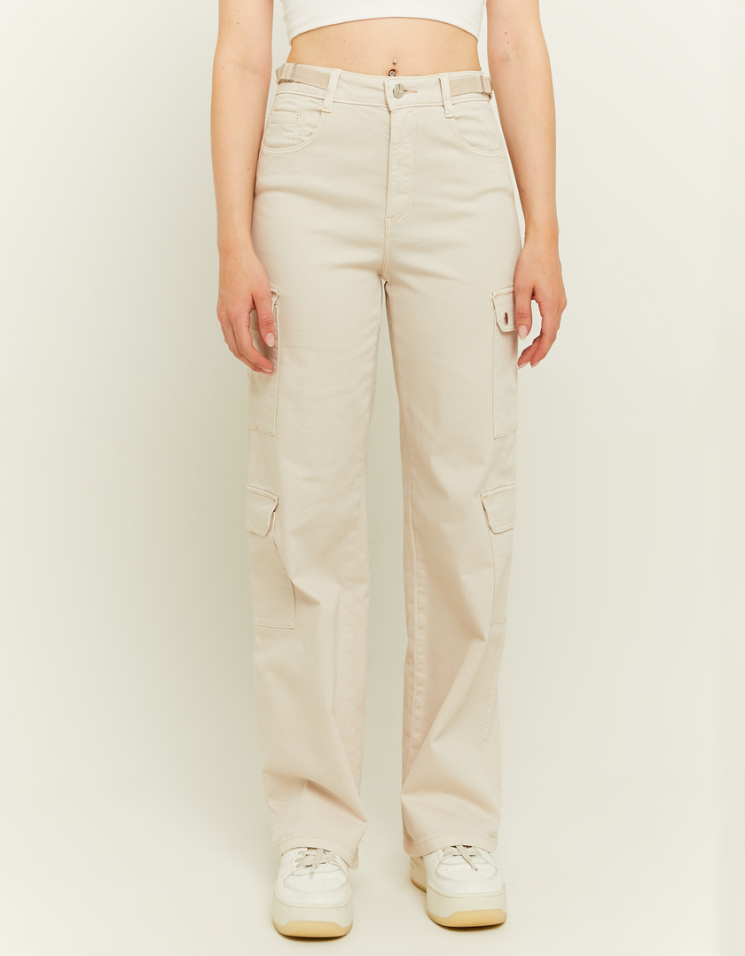 TALLY WEiJL, Off White High Waist Wide Leg Trousers for Women