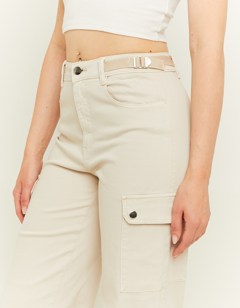 TALLY WEiJL, Cremeweiße hoch taillierte Hose mit weitem Bein for Women