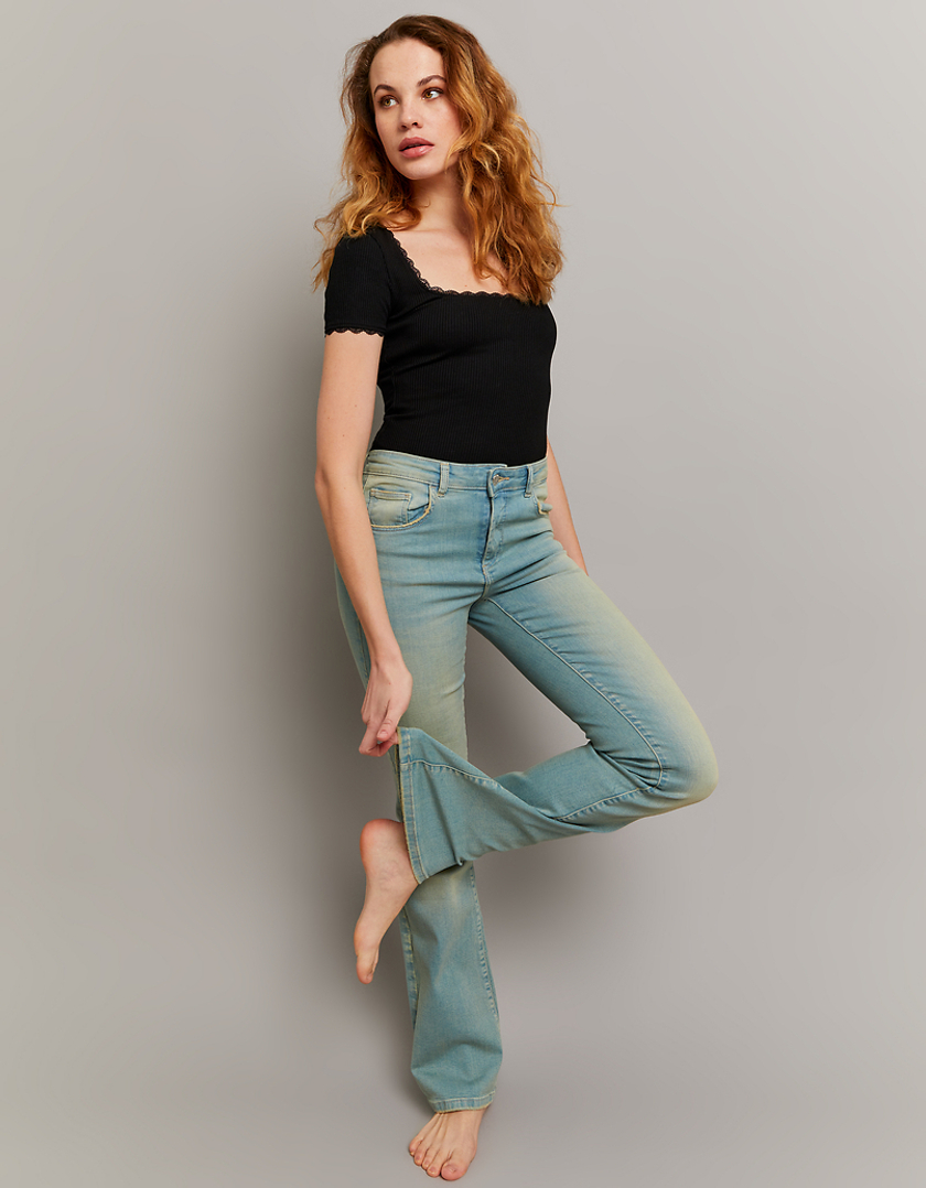 TALLY WEiJL, Mid Waist Push Up Flare Jeans for Women