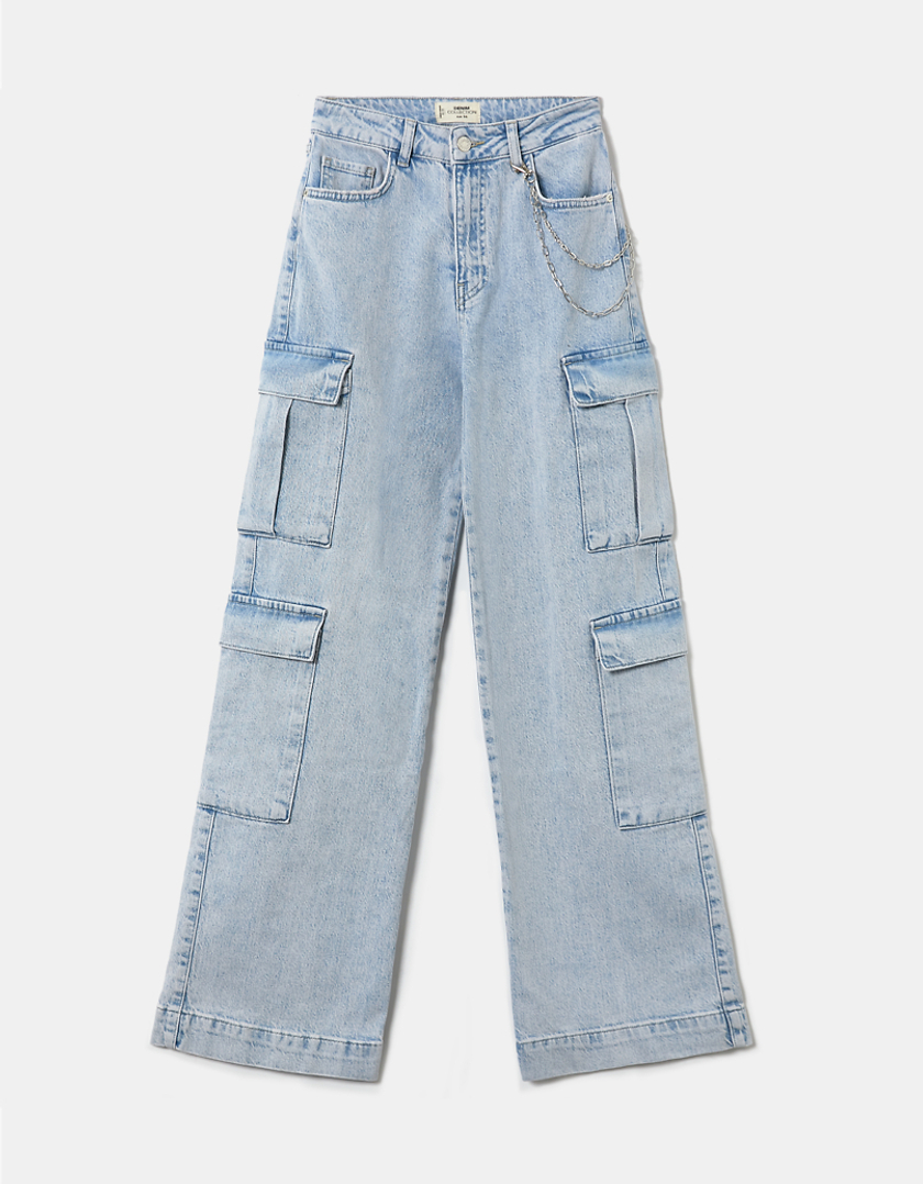 TALLY WEiJL, Jean Cargo Bleu Taille Haute for Women