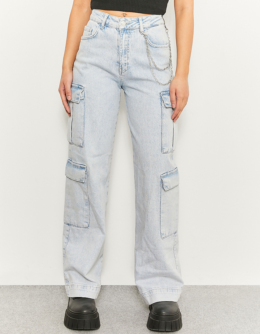 TALLY WEiJL, Jean Cargo Bleu Taille Haute for Women