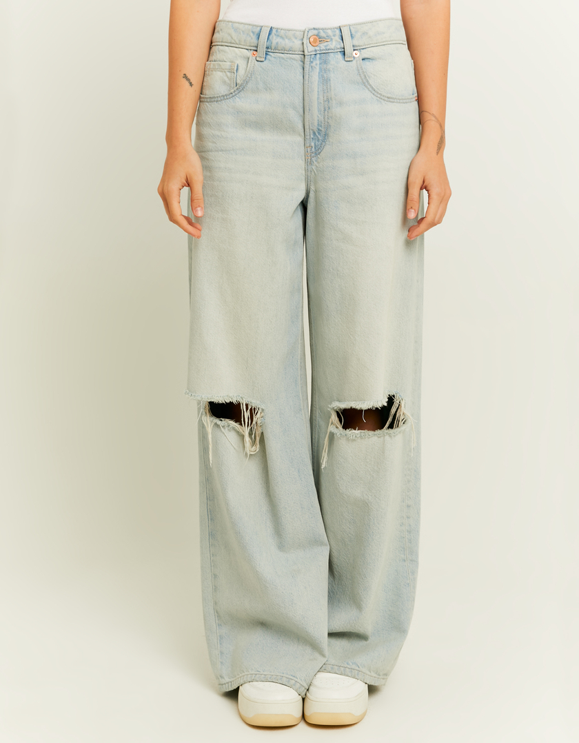 TALLY WEiJL, Mid Waist Palazzo Destroyed Jeans for Women