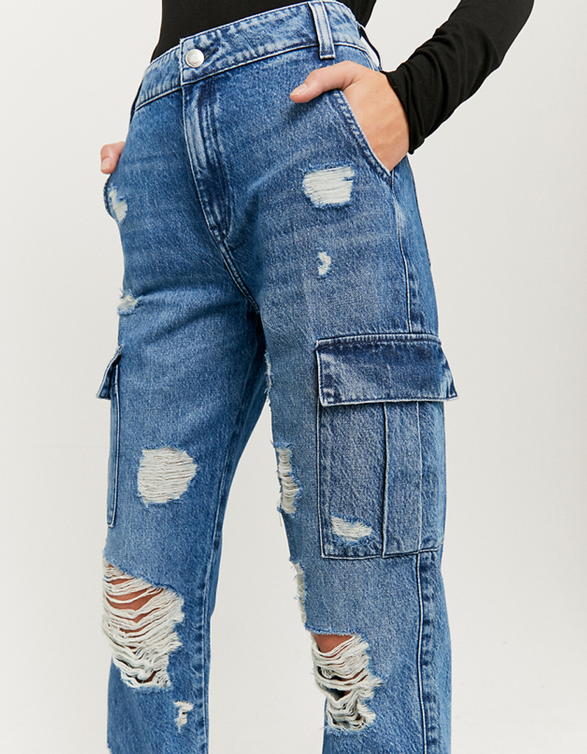 TALLY WEiJL, Jeans Cargo a Vita Alta Blu for Women