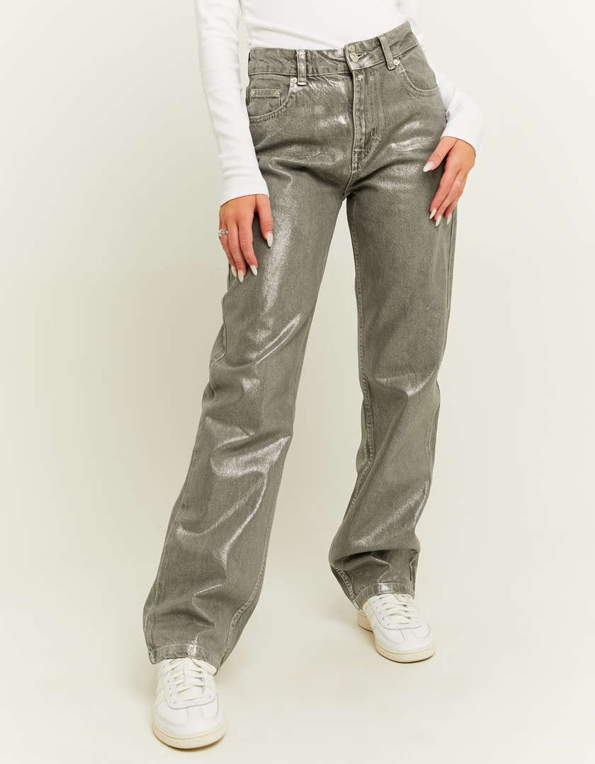 TALLY WEiJL, Silver Straight Leg Jeans for Women