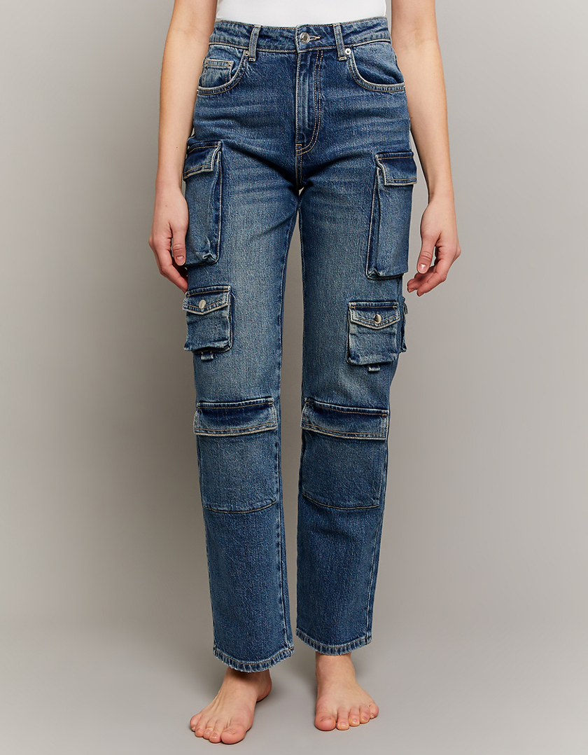 TALLY WEiJL, Mid Waist Multipocket Cargo Jeans for Women