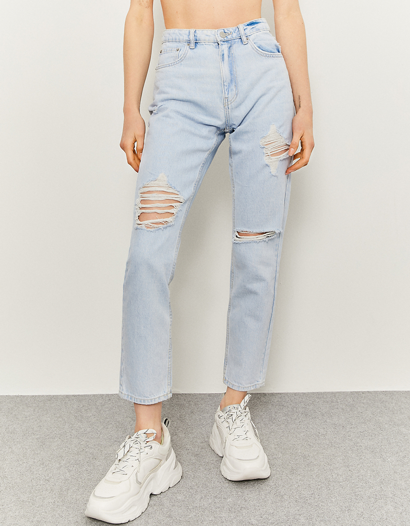 TALLY WEiJL, High Waist Ripped Mom Jeans for Women