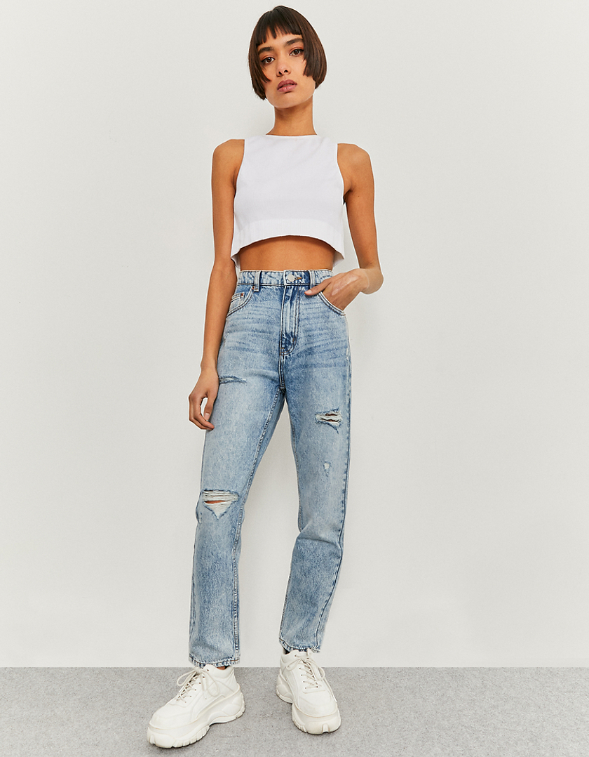 TALLY WEiJL, High Waist Ripped Mom Jeans for Women