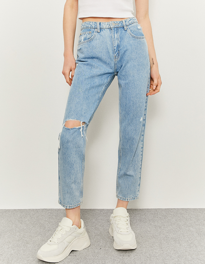 TALLY WEiJL, High Waist Ripped Mom Jeans for Women