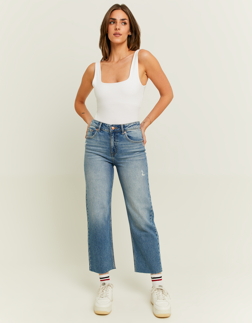 TALLY WEiJL, Vintage Wash Straight Cropped Jeans for Women