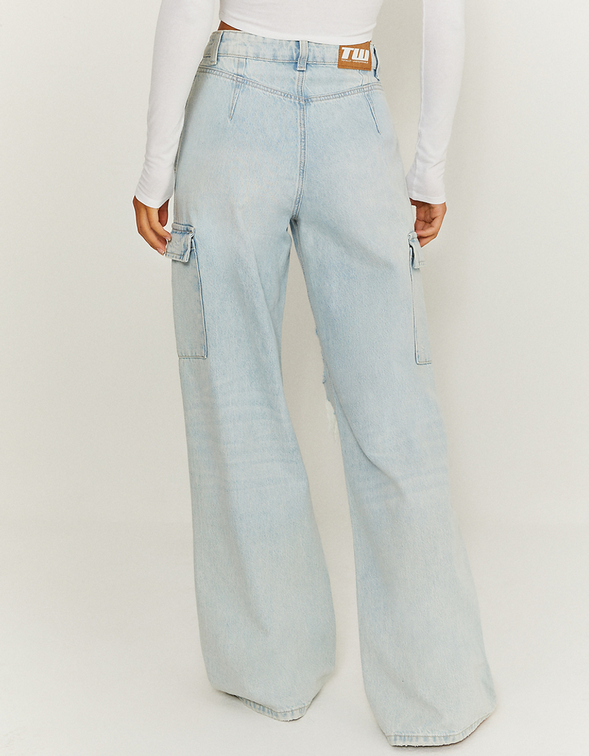 TALLY WEiJL, Jeans Cargo Wide Leg con Strappi for Women