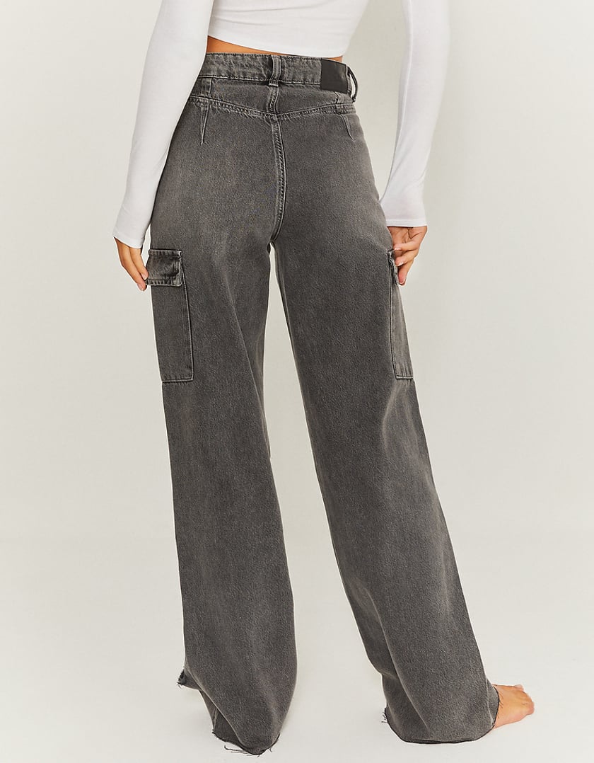 TALLY WEiJL, Destroyed Wide Leg Cargo Jeans for Women