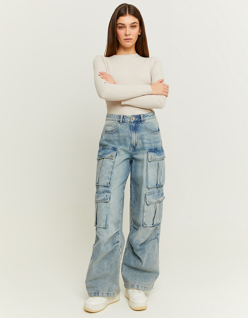 TALLY WEiJL, Mid Waist Skater Cargo Jeans for Women