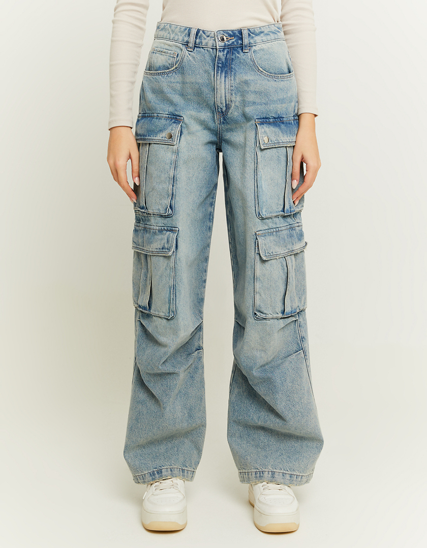 TALLY WEiJL, Mid Waist Skater Cargo Jeans for Women