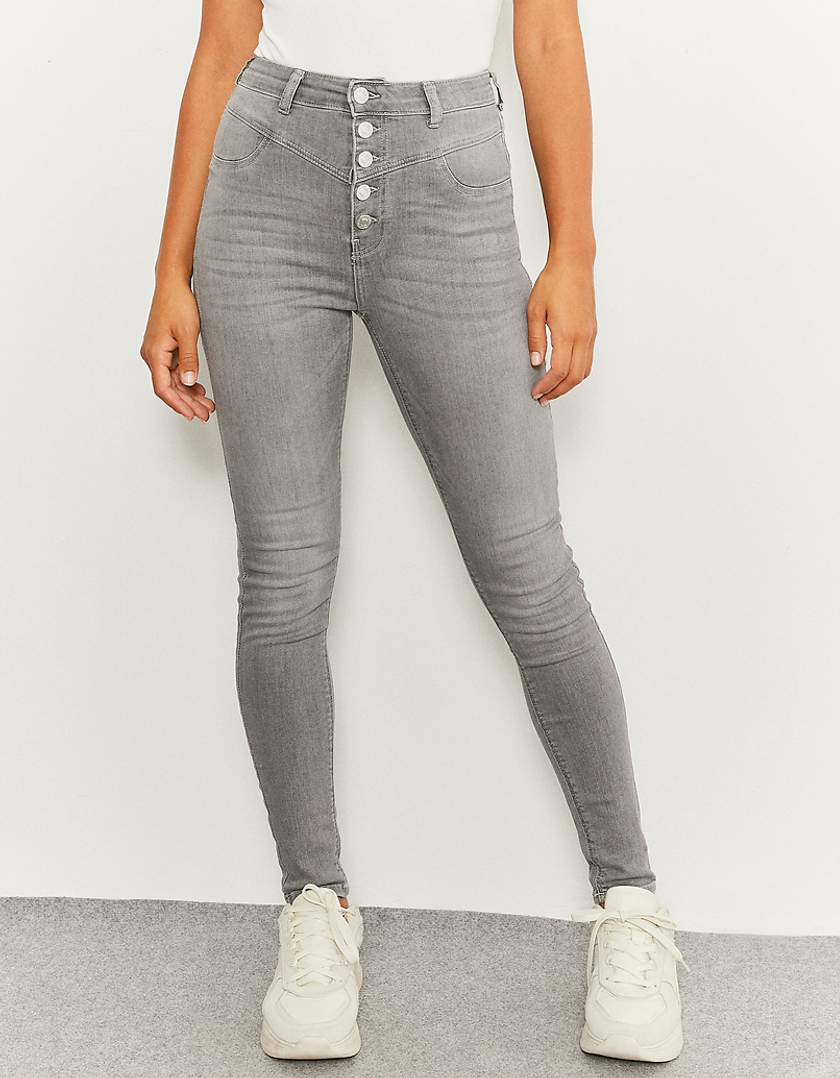 TALLY WEiJL, Jean Skinny Taille Basse Gris for Women