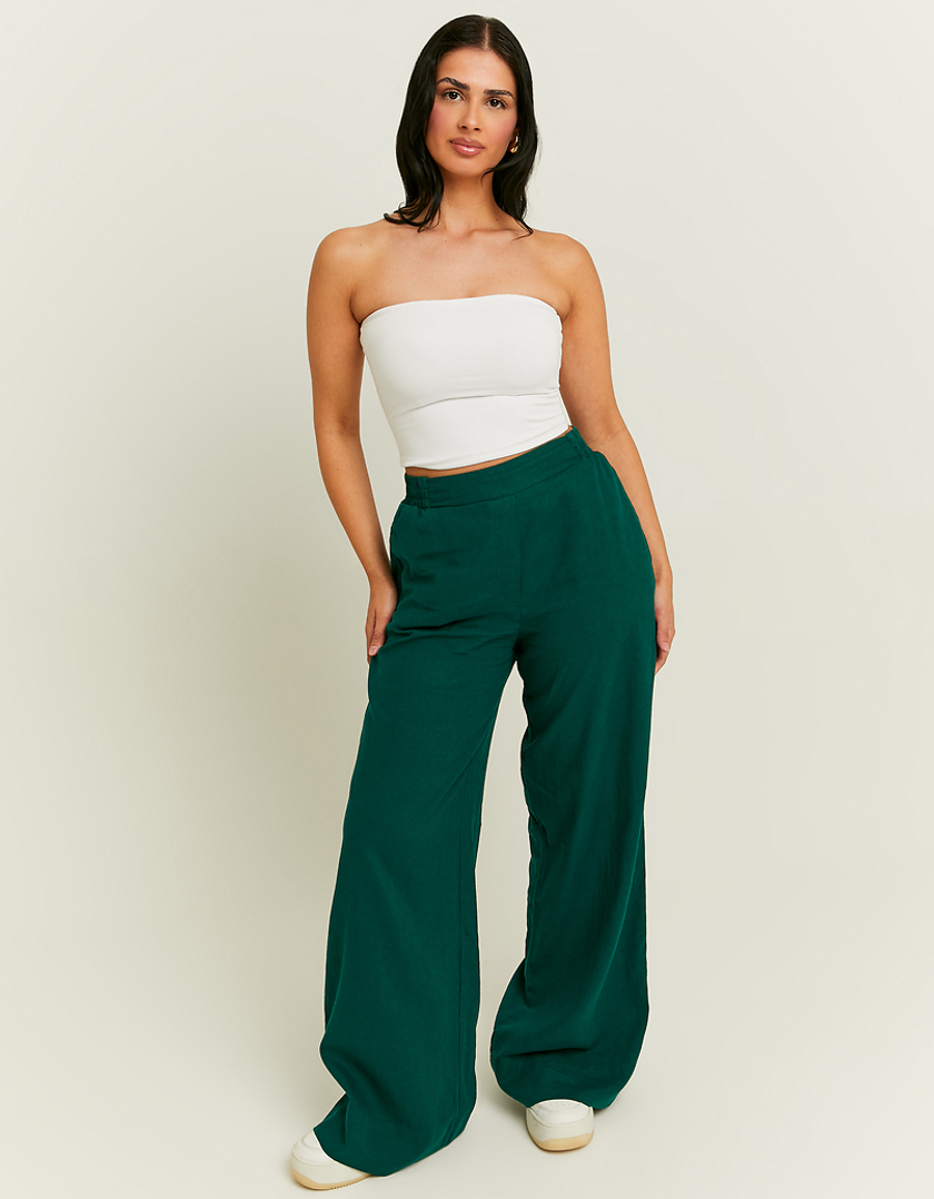 TALLY WEiJL, Green Wide Leg Linen Pants for Women