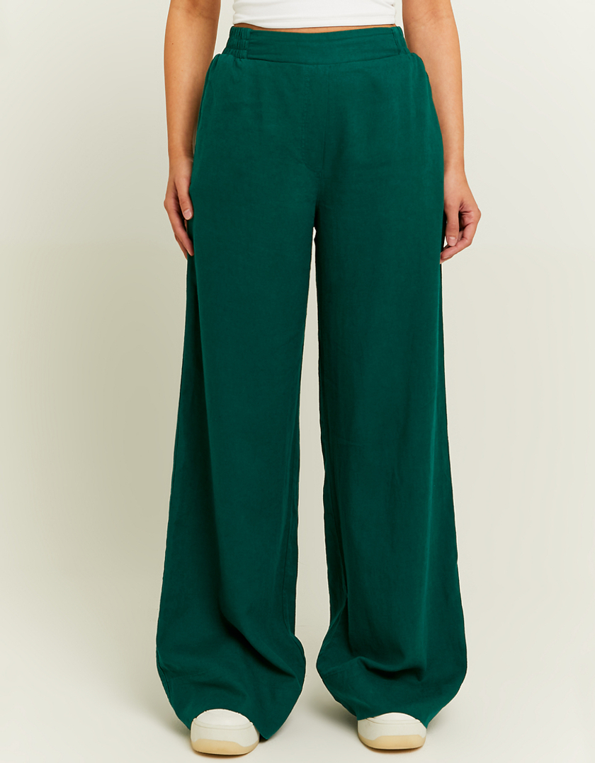 TALLY WEiJL, Pantalon Vert Wide Leg Toucher Lin for Women