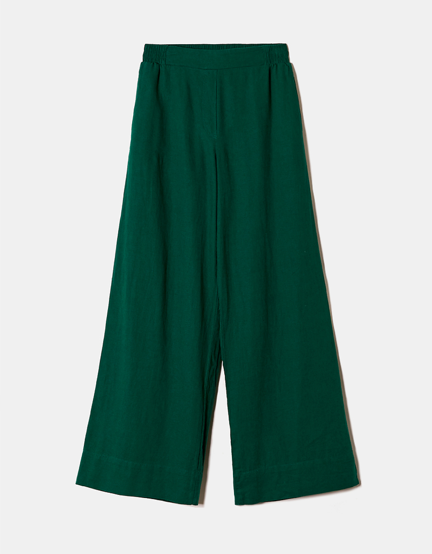 TALLY WEiJL, Green Wide Leg Linen Pants for Women