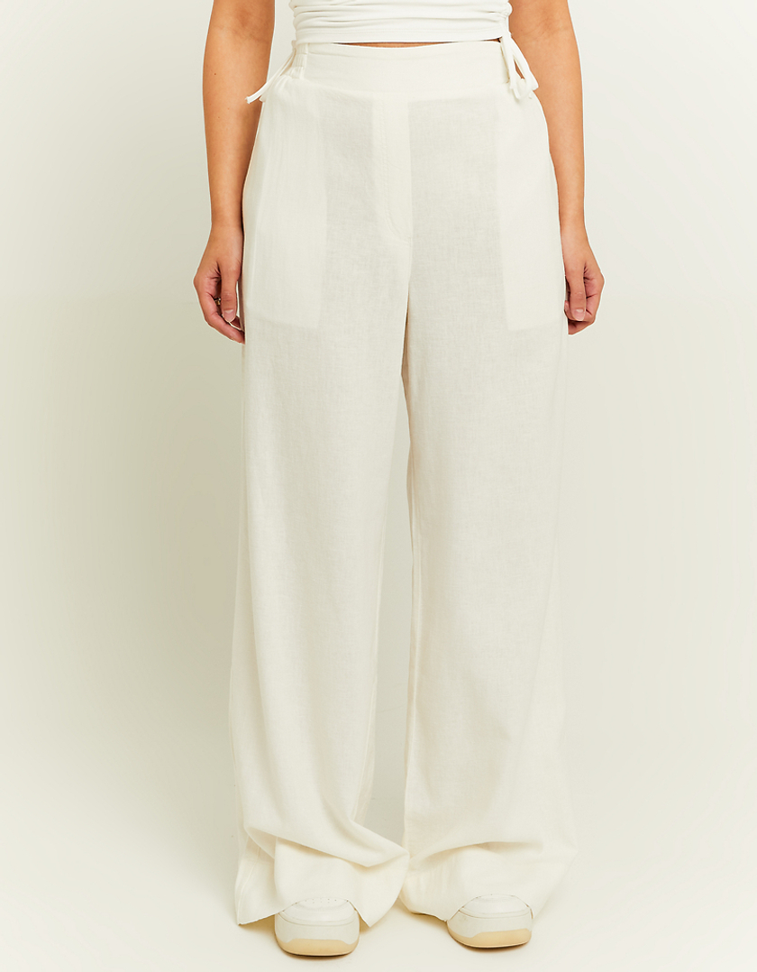 TALLY WEiJL, Weisse Wide Leg Linen Hose for Women