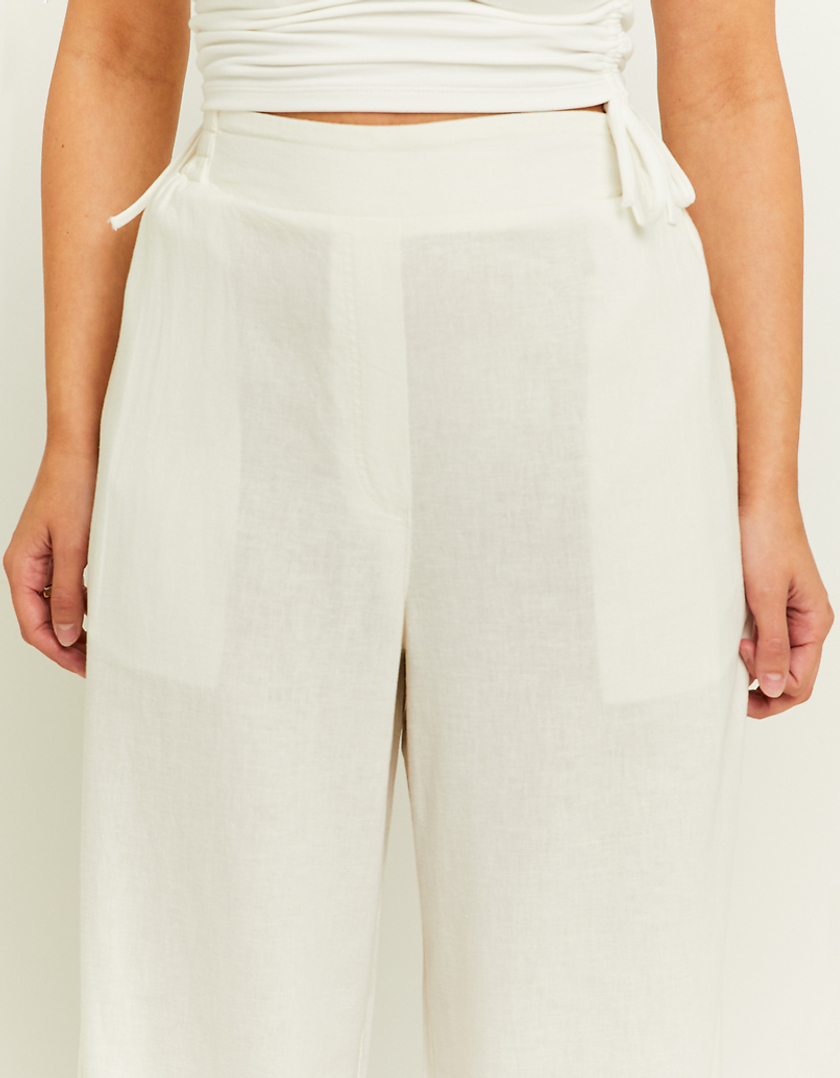 TALLY WEiJL, Weisse Wide Leg Linen Hose for Women