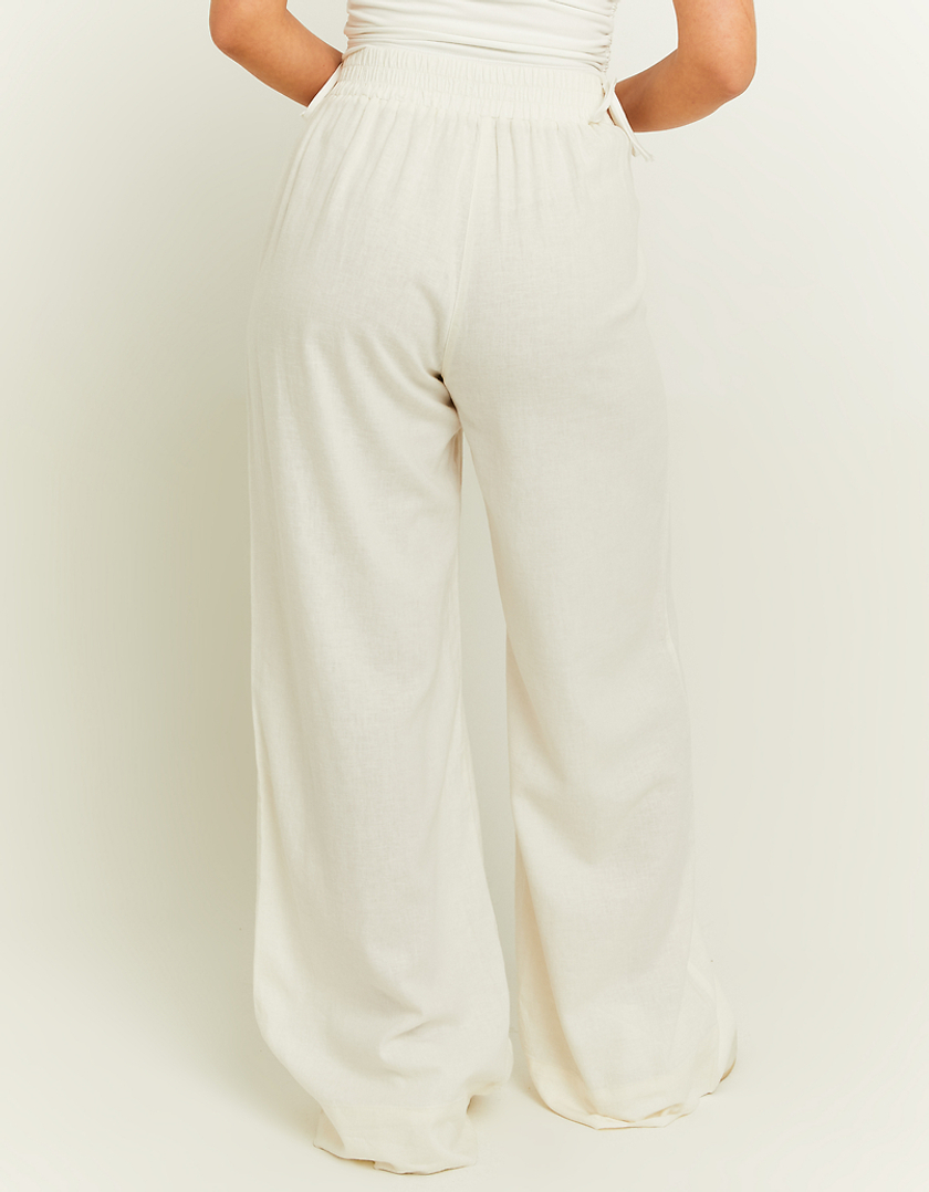 TALLY WEiJL, White Wide Leg Linen Pants for Women