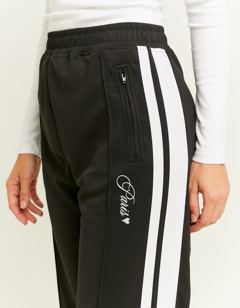 TALLY WEiJL, Jogging Noir Droit avec Bandes Latérales for Women