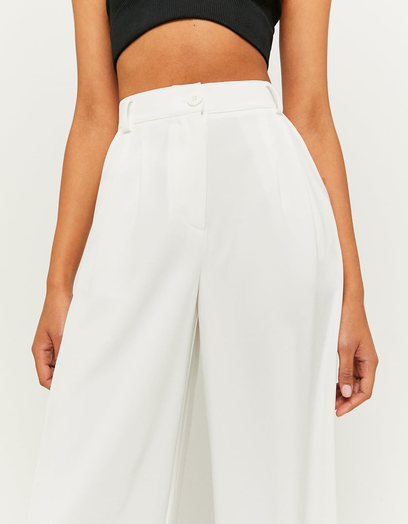 White Bonded Scuba Extreme Wide Leg Pants