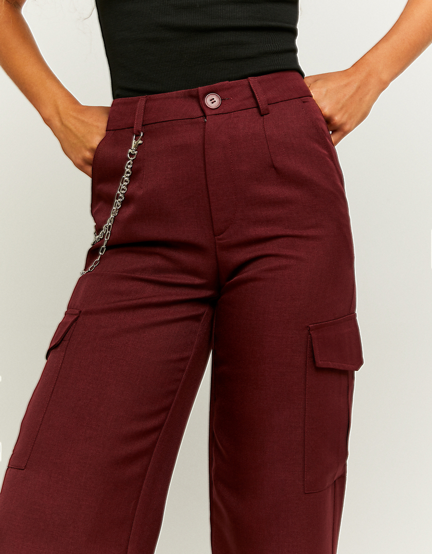 TALLY WEiJL, Pantalon Taille Haute Cargo Rouge  for Women