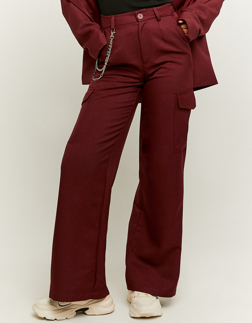 TALLY WEiJL, Pantalon Taille Haute Cargo Rouge  for Women