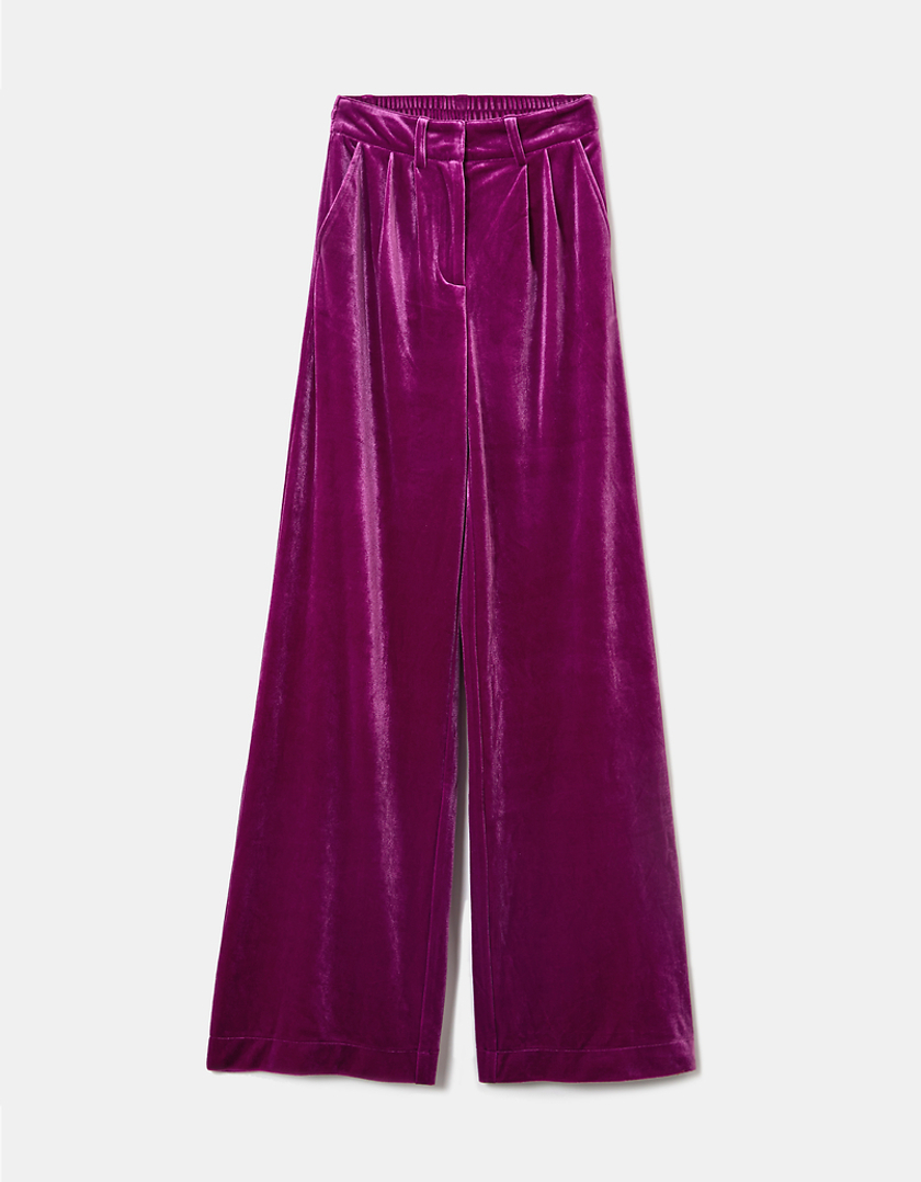 TALLY WEiJL, Pantaloni A Gamba Larga In Velluto Viola for Women