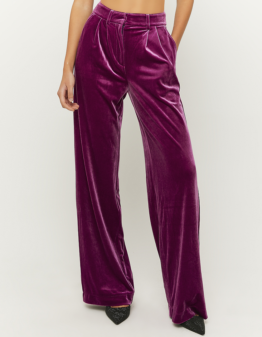 TALLY WEiJL, Pantaloni A Gamba Larga In Velluto Viola for Women