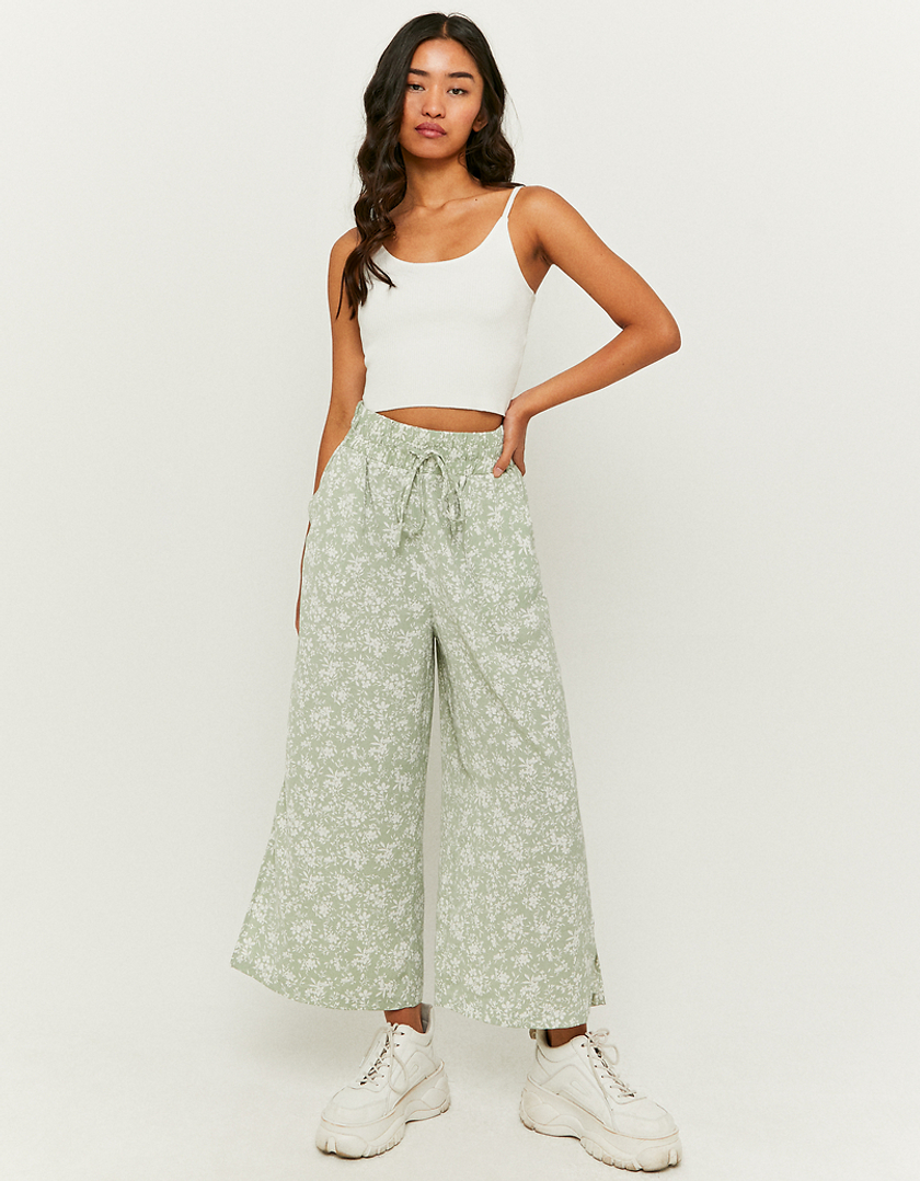 TALLY WEiJL, Green Floral Cropped Trousers for Women