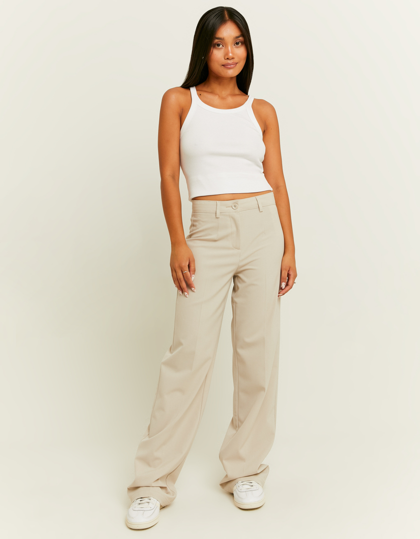 TALLY WEiJL, Beige Straight Tailoring Trousers for Women