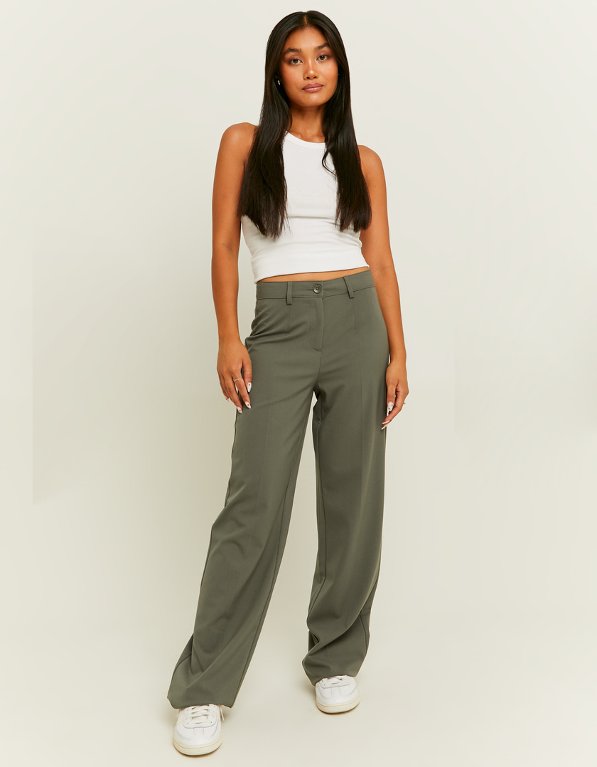 TALLY WEiJL, Grey Straight Tailoring Trousers for Women