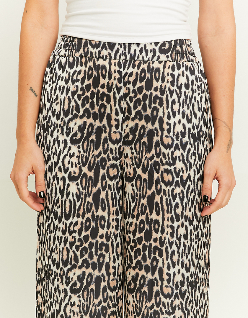 TALLY WEiJL, Pantaloni Wide Leg in Raso con Stampa Leopardata for Women