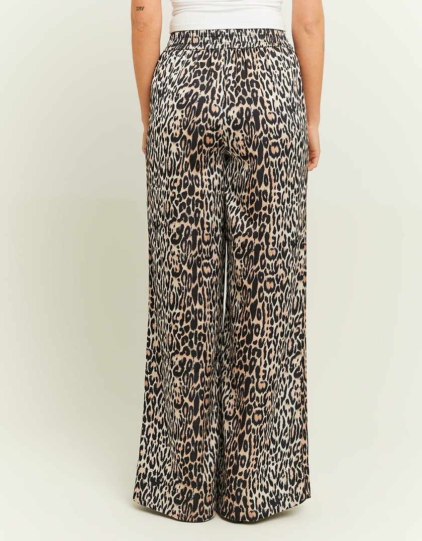 TALLY WEiJL, Pantaloni Wide Leg in Raso con Stampa Leopardata for Women