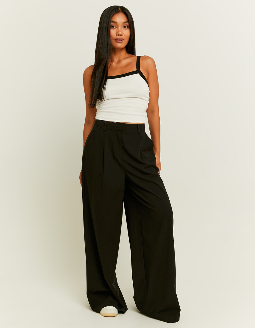 TALLY WEiJL, Pantaloni Wide Leg Tailoring Neri for Women