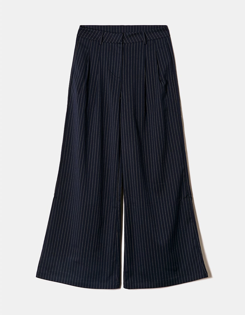 TALLY WEiJL, Navy Pinstripe Wide Leg Trousers for Women