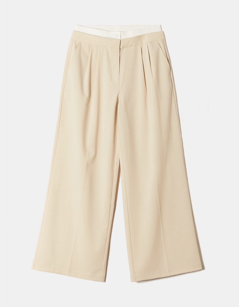 TALLY WEiJL, Hose mit doppeltem Bund und weitem Bein in Beige for Women