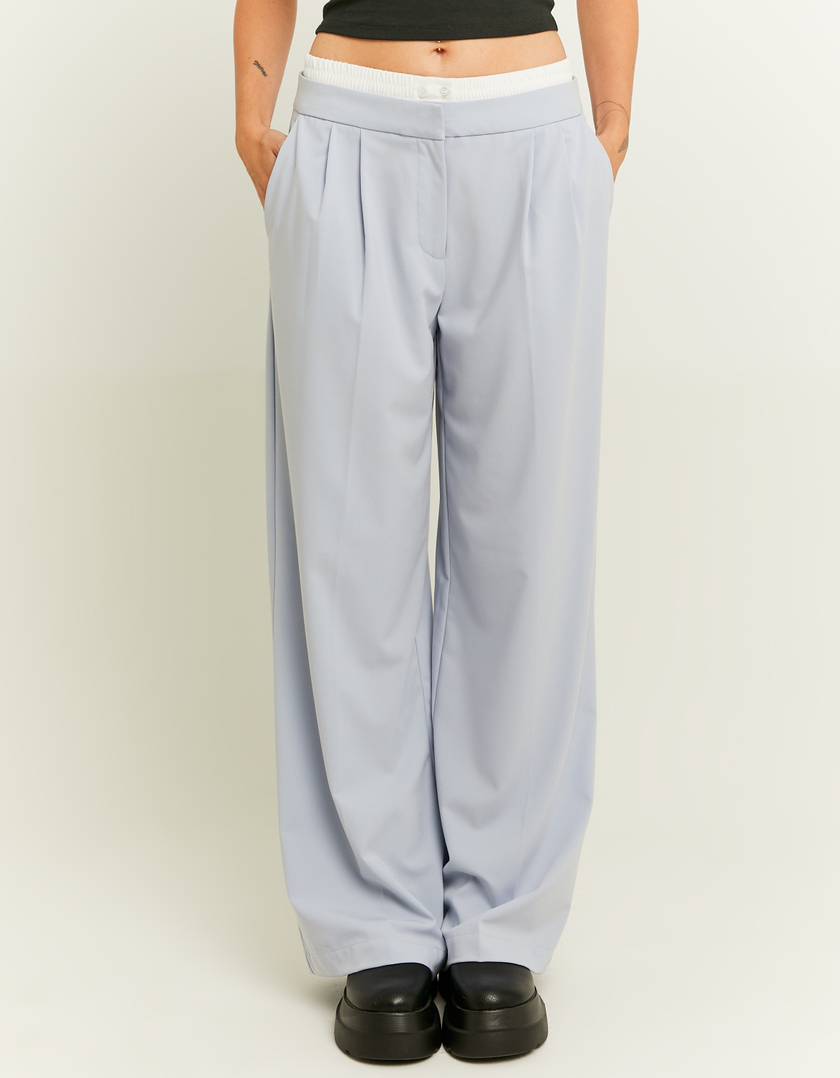 TALLY WEiJL, Double Waist Blue Wide Leg Trousers for Women