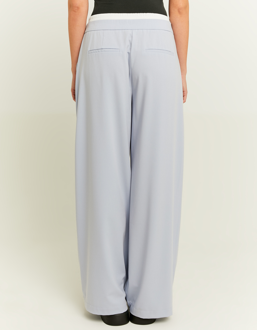 TALLY WEiJL, Double Waist Blue Wide Leg Trousers for Women